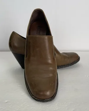 Born Shoes Gertrude Ankle‎ Booties Block Heel Pull On Brown Leather Women's 8 thumbnail 1