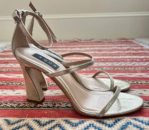 Aqua x Maeve Reilly Women's “Jenni Strap” Gold Strappy Heels Size 9 thumbnail 1