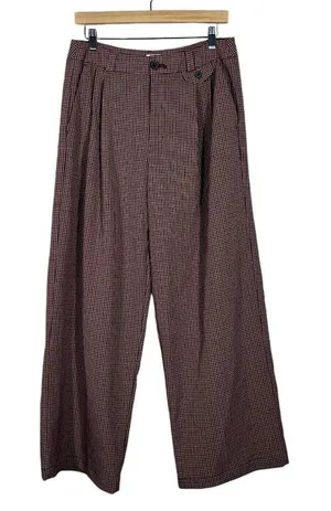 A New Day High Rise Houndstooth Wide Leg Trouser Burgundy Brown Academia Size 8 thumbnail 1
