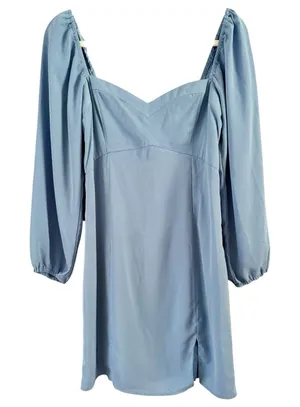 Abercrombie & Fitch Blue Puff Sleeve Smocked Knee Length Dress Size Small thumbnail 1