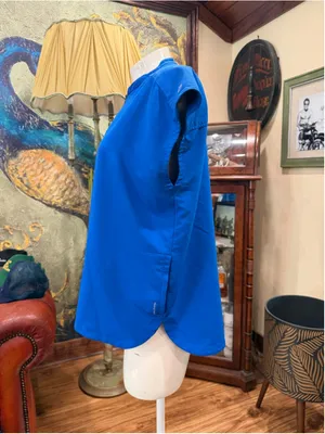Healing Hands 360 Sandy Scrub Top Royal Blue Zip Stand Collar Stretch Womens M thumbnail 5