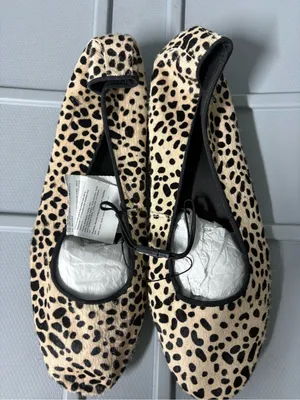 Zara leather animal‎ print ballet flats thumbnail 3