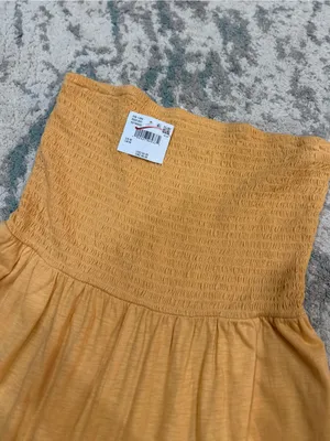 American Eagle Strapless Smocked Jumpsuit Faded Orange M NWT thumbnail 4