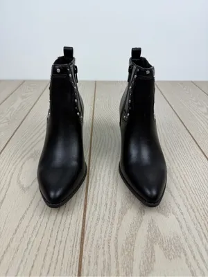 Sun + Stone Women's Indianaa Studded Western Block Heel Booties 5.5 Black Smooth thumbnail 2