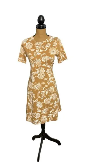 LOFT Womens XS Brown Floral A-Line Dress NWT Cottagecore 90s Butter Mom Fall thumbnail 1