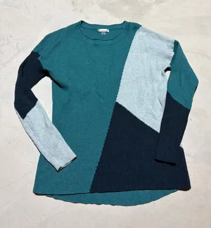 Smartwool Colorblock Rib-Knit Long Sleeve sweater Teal small thumbnail 1