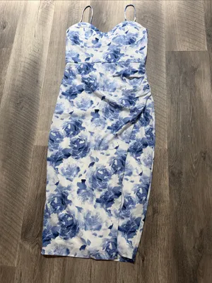 Blue Floral Midi Slip Dress thumbnail 3
