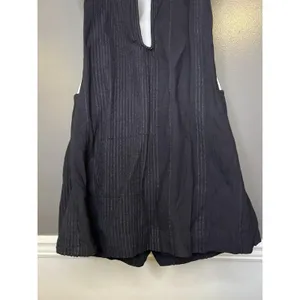 Free People Romper Womens Medium Black Striped Knit V Neck Sleeveless Pockets thumbnail 8