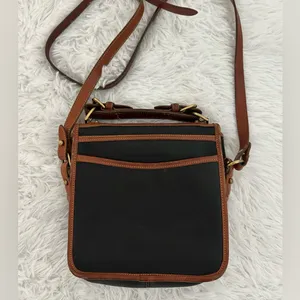 Dooney & Bourke Vintage Black Pebbled Leather Tan Trim Crossbody Bag‎ thumbnail 7