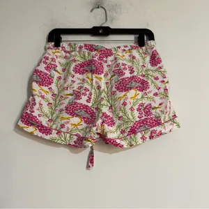 Printfresh Queen Lotus in Pink Cloud Pajama Shorts Size XS Bird Floral thumbnail 4