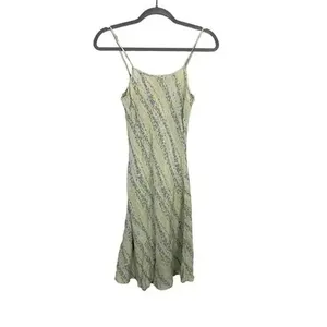 Zara Shimmery Floral Print Spaghetti Strap Slip Midi Dress Lined 10 Green Purple thumbnail 10