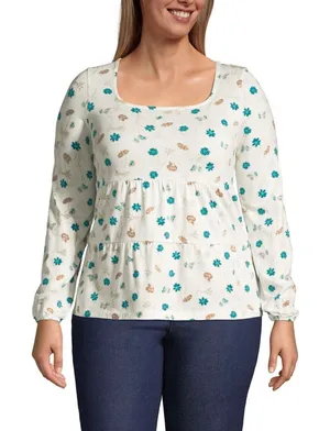 NWT Lands End Floral Tiered Top Size 3X Lightweight Peplum Cottage Boho Comfy‎ thumbnail 1