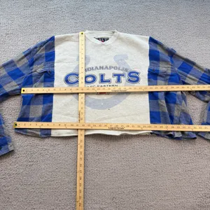 Vintage 90s Indianapolis Colts Reworked Flannel Cropped Sweatshirt Galt Sand 3XL thumbnail 2