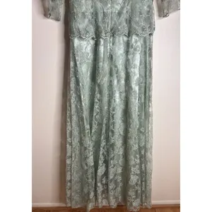 vtg Cassandra Stone Dress Womens 8 Sage Green Lace Gown Formal‎ Evening Beaded thumbnail 9
