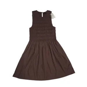Madewell Brown The Melody Smocked Mini Dress Size XS NWT Cotton Poplin Summer thumbnail 5