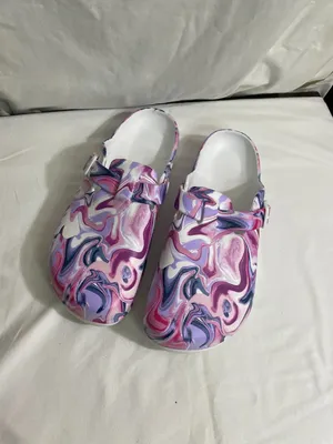 Marble Print Clogs Sandals Women's EU 41 Pink Purple White Slip On Comfort Shoes thumbnail 2