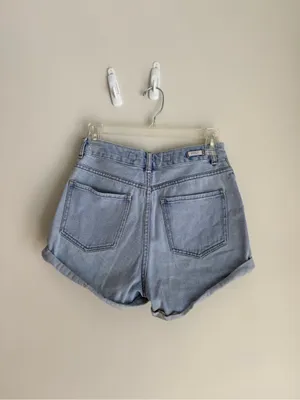 Brandy Melville Light Blue Rolled Hem Denim Shorts thumbnail 2