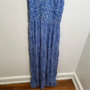 Pinch Women's Size Small Sleeveless High Neck Maxi Dress Blue White Dots Elastic thumbnail 4