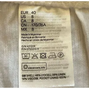 H & M Logg Linen Blend White Striped Culottes Ankle Length Pants SZ 8 # 1519 thumbnail 8