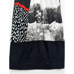Bleu Blanc Rouge Mixed Print Sleeveless Shift Dress Black White Red Size 38 US M thumbnail 5