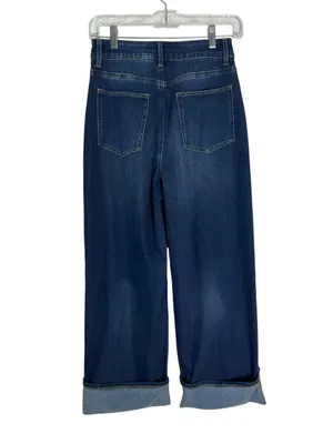 Halara Flex High Waisted Pockets Rolled Hem Wide Leg Washed Casual Jeans Size XS thumbnail 9