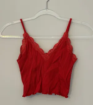 Urban Outfitters Red Lace Cropped Cami thumbnail 1