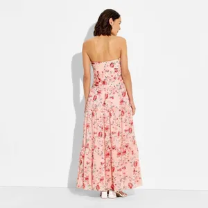 wild fable Pink Floral Strapless Tiered Maxi Dress thumbnail 3