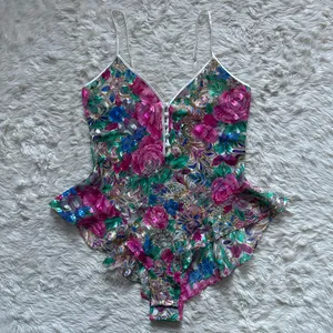Victoria's Secret Teddy Bodysuit Vintage Gold Label Lingerie Sheer Floral Sz M thumbnail 1