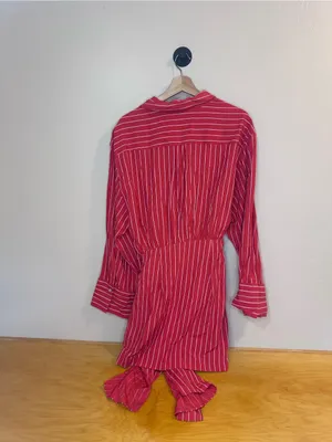 Bardot Malira Red White Stripe Draped Tie Shirt Mini Dress Size 6 NWOT thumbnail 8
