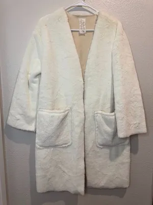 Sadie & Sage Women’s‎ Cozy White Faux Fur Midi Coat Size XS thumbnail 1