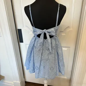 Altar’d State Tie Back Blue Eyelet Sundress Mini Dress Bow NWOT thumbnail 7