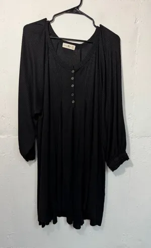 Natural Life ONE SIZE Black Dress 1/4 Length Sleeves Swing Dress thumbnail 1