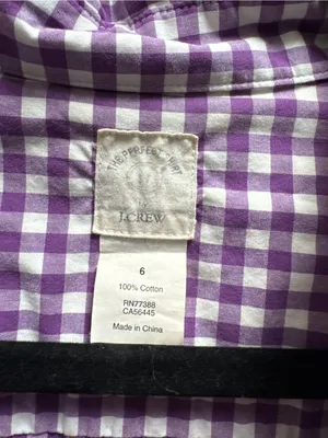 JCREW Women’s Purple Gingham Button-Down Shirt thumbnail 4