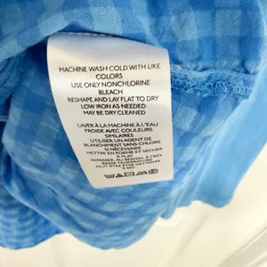 Anthropologie Pilcro Boho Blue Long-Sleeve Babydoll V-Neck Gingham Medium Top thumbnail 5