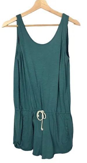 Zara TRF Blue Scoop Neck Sleeveless‎ Pocket Front Cotton Romper S thumbnail 1