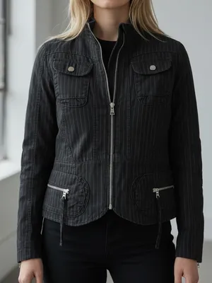Banana Republic Y2K moto blazer jacket navy small thumbnail 1