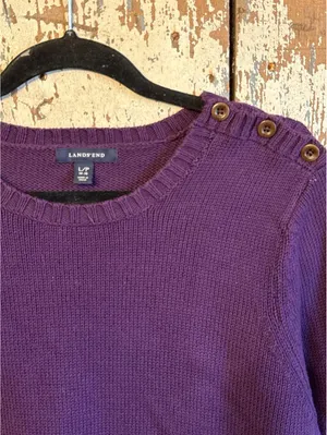 Women's Land's End Purple cotton-blend crewneck sweater size Large (medium) thumbnail 2