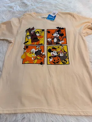 Disney Women Halloween Graphic Tee - Cream with Orange & Black Art size L new thumbnail 5