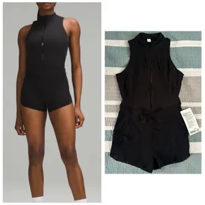 Lululemon Nulux Zip-Up Track Bodysuit 3" 8 Running Black NWT thumbnail 2