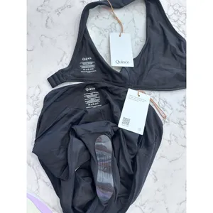 NWT Quince Black Italian Lounge Bikini Top & High Rise Bottom Set Size Large thumbnail 3