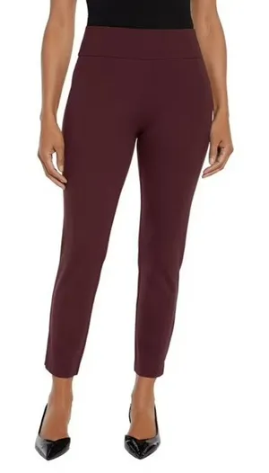 Express Ponte Pants Stretch Slim High Rise Burgundy Women XXL Career Pull On thumbnail 1