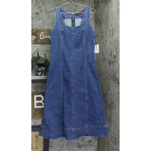 NWT 1. State Scoop-Neck Sleeveless Denim Fit & Flare Midi Dress Blue Quartz S thumbnail 4