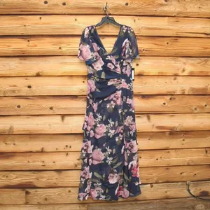 NWT XSCAPE Women's Surplice Tiered Gown Size 12 Blue thumbnail 6