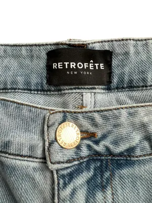 Retrofete Women’s Giselli Low Rise Ruched Wide Leg Jeans Vintage Celeste Wash 27 thumbnail 4