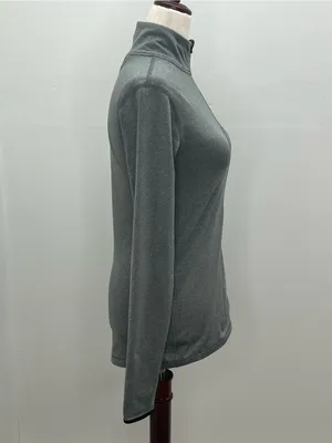 Nike Pro Dri-FIT Womens Gray Half-Zip Pullover Mock Neck w/Thumbholes Medium thumbnail 6