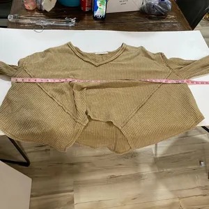 Free People We The Free Waffle Knit Oversized Thermal Top XS Boho thumbnail 5