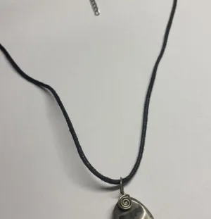 Women’s Grey Natural Stone Pendant / Black Cord Costume Necklace thumbnail 8