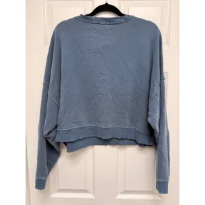 We The Free Free People Blue Henley Sweatshirt Oversized Pullover Small thumbnail 2
