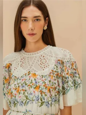 Farm Rio Off-White Sweet Bloom Bouquet Mini Dress L thumbnail 5