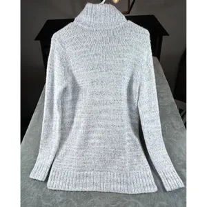L.L. Bean Signature Sweater Womens S Gray Marled Mock Neck Pullover Cozy Soft thumbnail 4